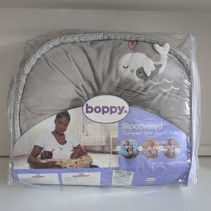 Boppy Luxe Nursing Support Pillow Gray Whales Washable Plush Soft Cover Orig Bag